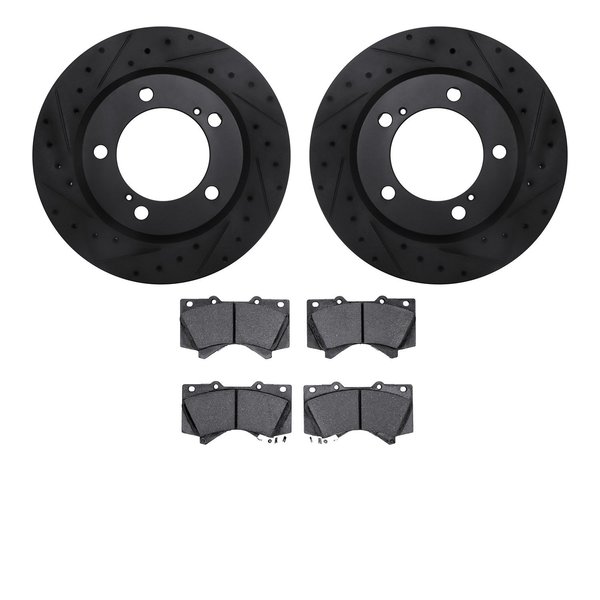 Dynamic Friction Co 8202-76007, Rotors-Drilled and Slotted-Black with Heavy Duty Brake Pads, SilverGeospec Coated,  8202-76007